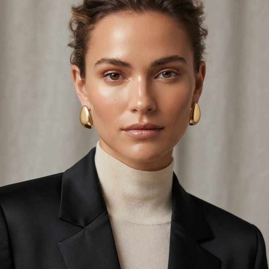 Golden Pebble Stud Earrings