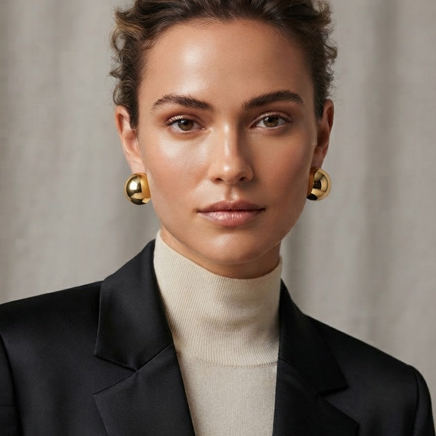 Golden Dome Stud Earrings