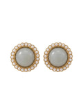 Pearl Framed Grey Gem Statement Studs