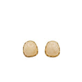 Cream Milky Resin Cushion Stud Earrings – Vintage Gold Frame Studs