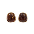 Deep Amber Glass Cushion Stud Earrings