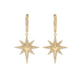 Crystal North Star Drop Hoop Earrings