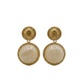 Vintage Cream Resin Drop Earrings – Textured Gold Sunburst Statement Earrings