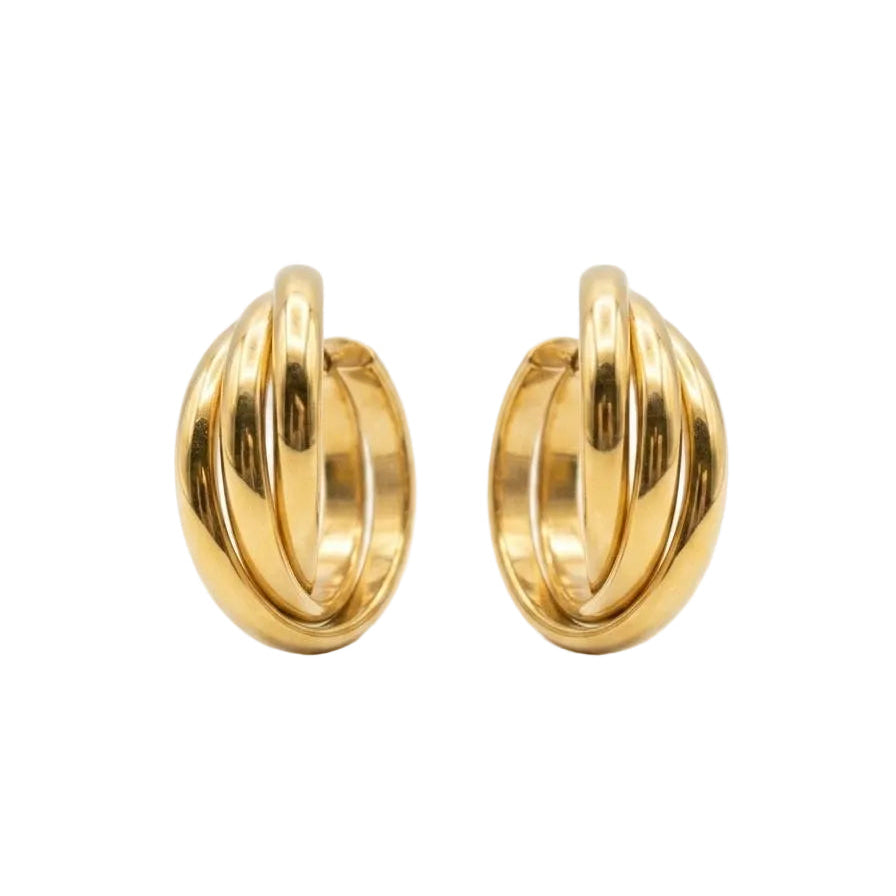 Chunky Gold Multi-Band Interlocking Hoop Earrings