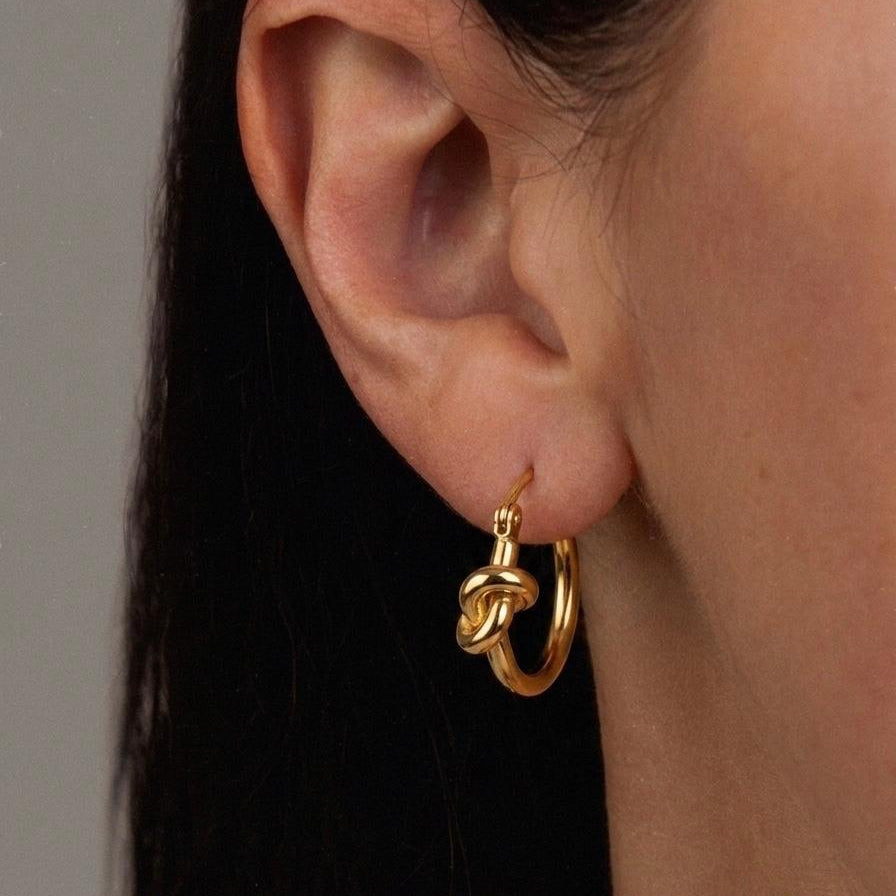 Gold Tied Knot Small Hoops