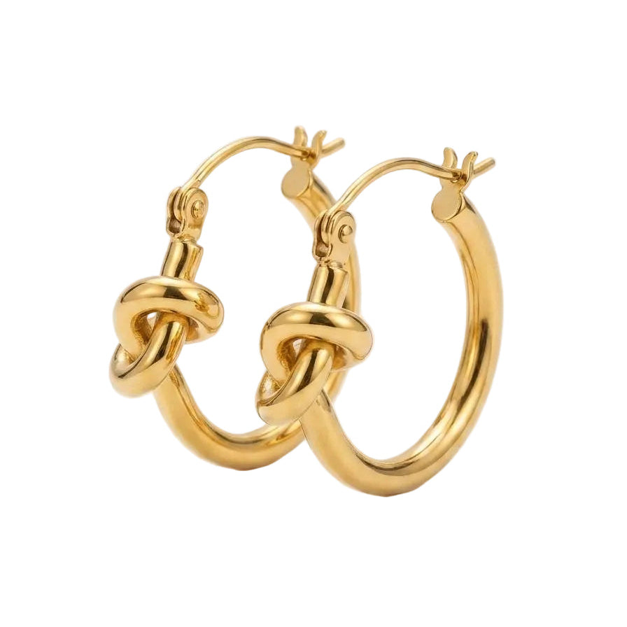 Gold Tied Knot Small Hoops