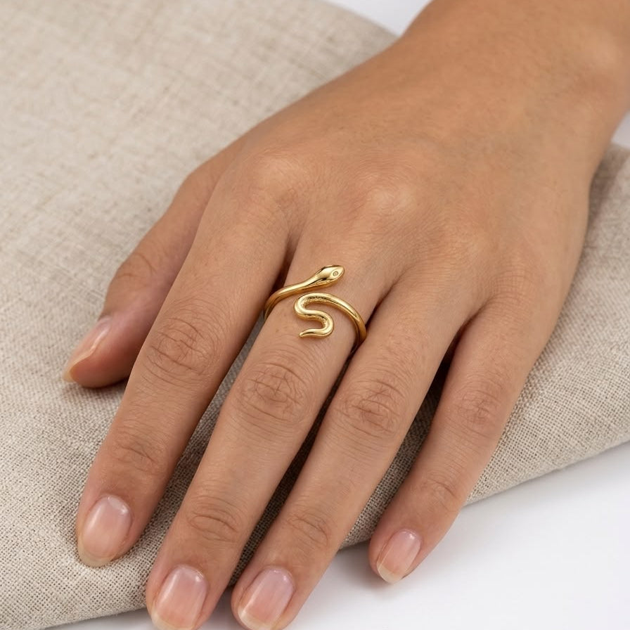 Gold Minimalist Snake Wrap Ring