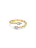 Gold Dual Teardrop Open Wrap Ring