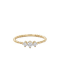 Elegant Gold Textured Trio Crystal Ring