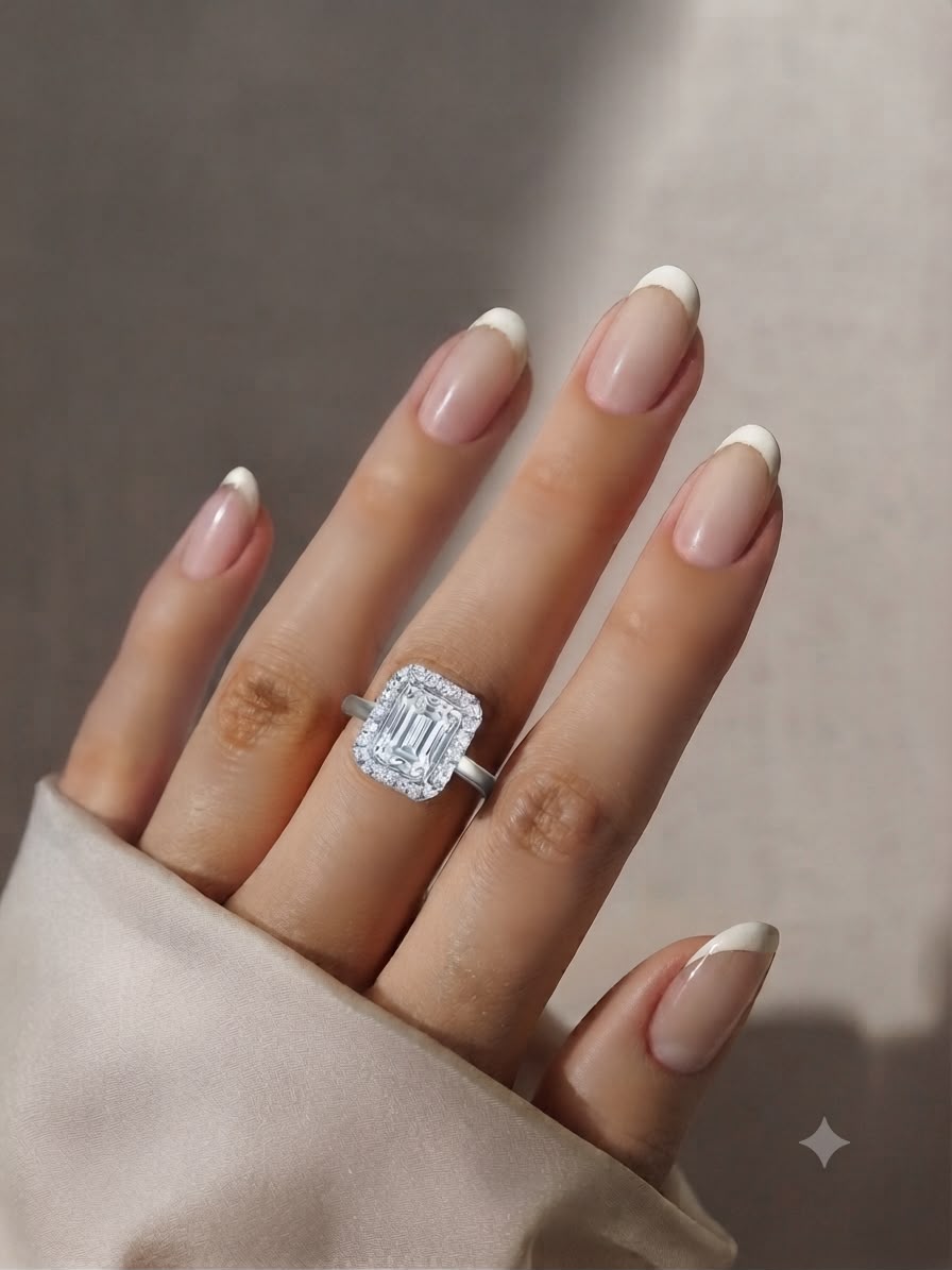 Emerald Cut Halo Ring