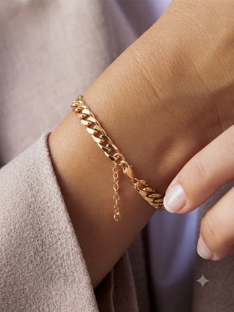 Classic Gold Curb Chain Bracelet