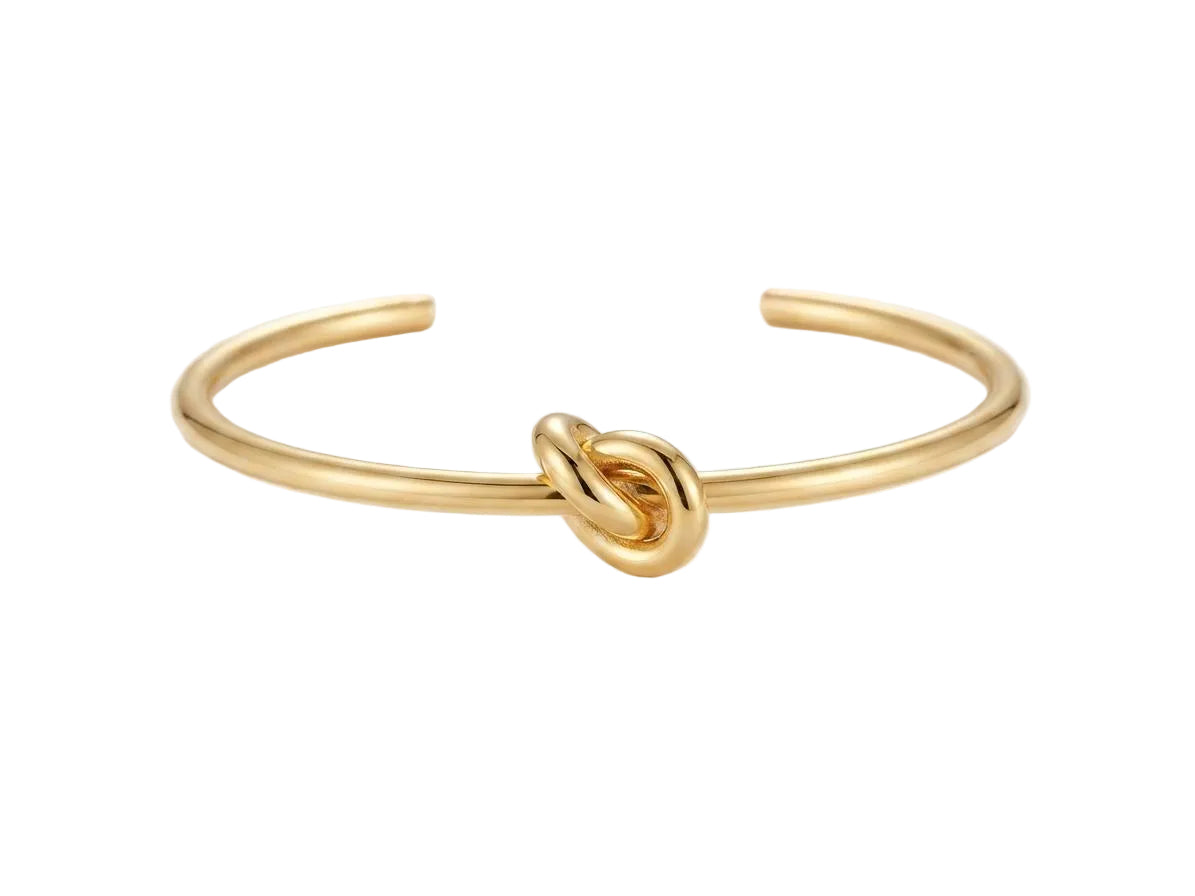 Gold Love Knot Cuff Bracelet – Minimalist Tie the Knot Bangle