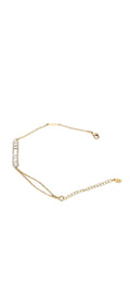 Gold Chain Bracelet with Vertical Crystal Bar – Delicate Minimalist Wristwear