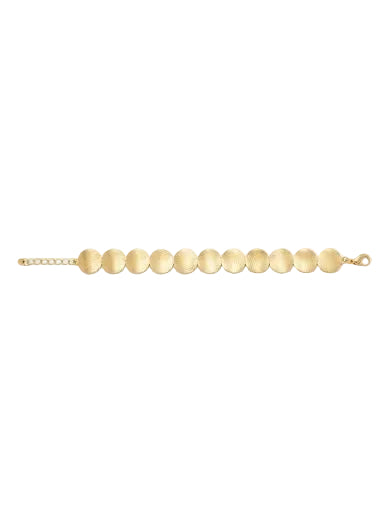 Gold Tone Brushed Disc Link Bracelet