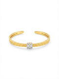 Textured Gold and Diamond Clasp Cuff Bracelet