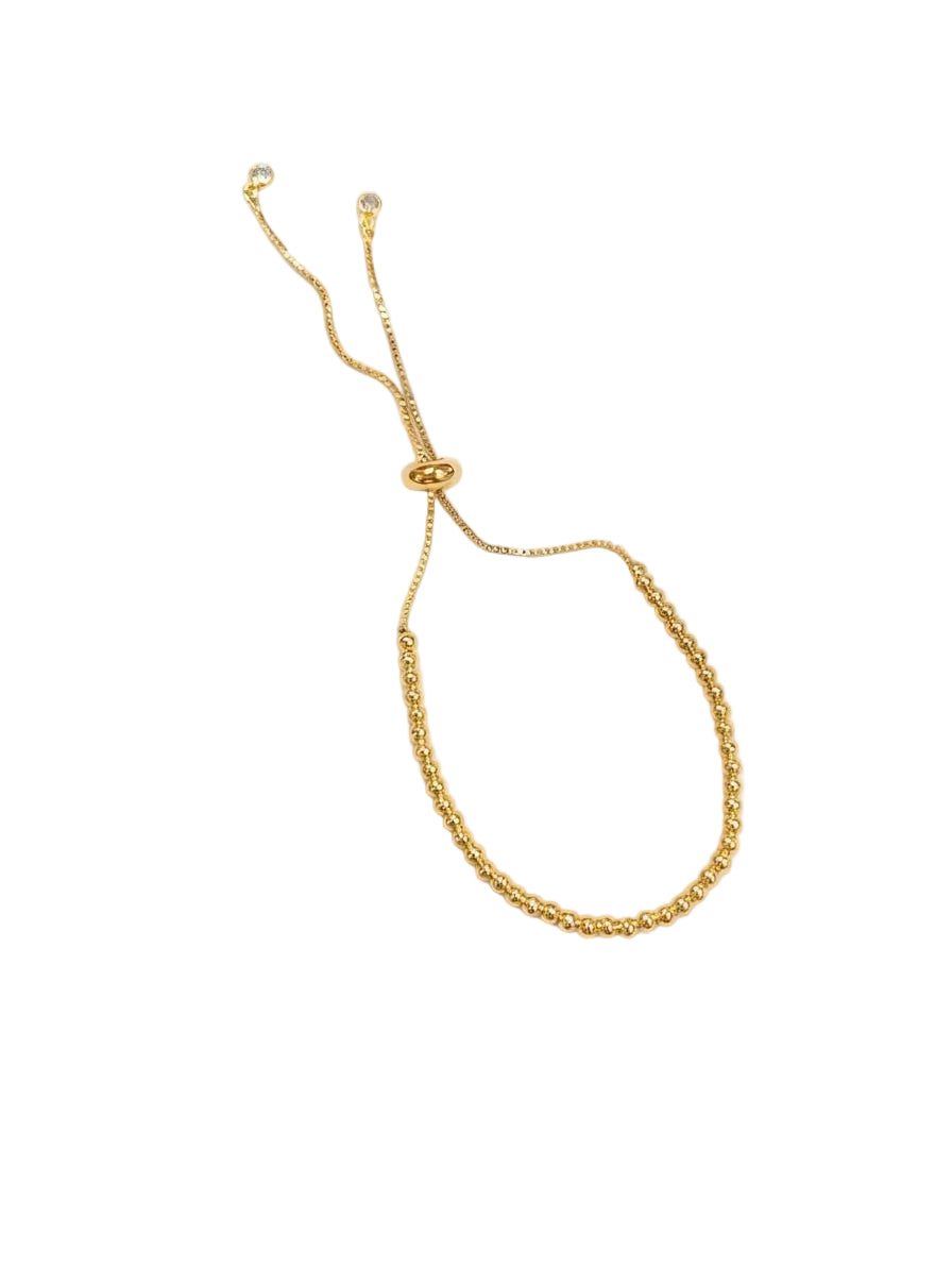 Gold-Tone Bead and Crystal Bolo Bracelet