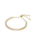 Gold-Plated Baguette-Cut Cubic Zirconia Adjustable Tennis Bracelet