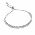 Silver-Tone Round Cubic Zirconia Adjustable Bolo Tennis Bracelet