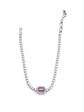 adiant Pink Tourmaline & Diamond Halo Tennis Bracelet