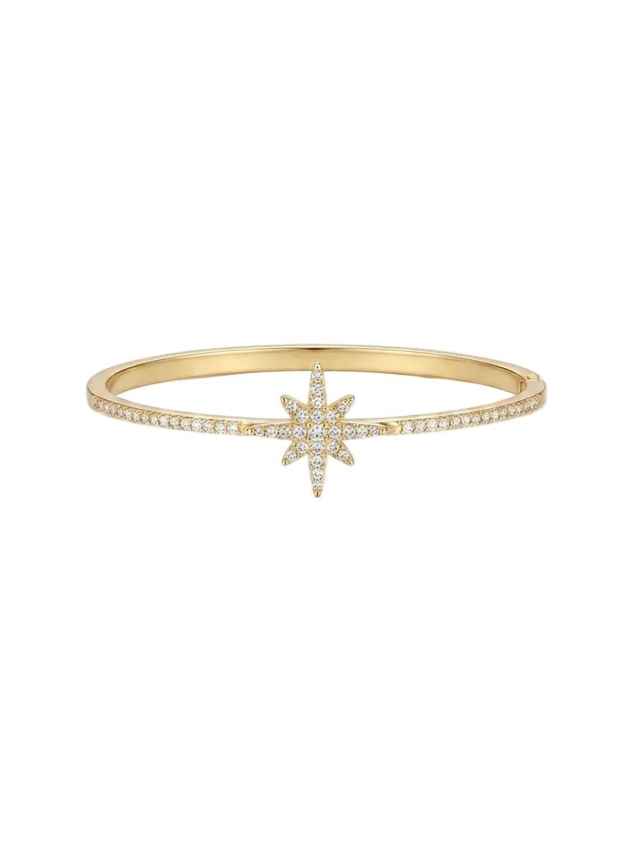 Celestial Starburst Diamond Bangle in Yellow Gold
