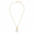 Modern Gold-Tone Lock Pendant Link Necklace