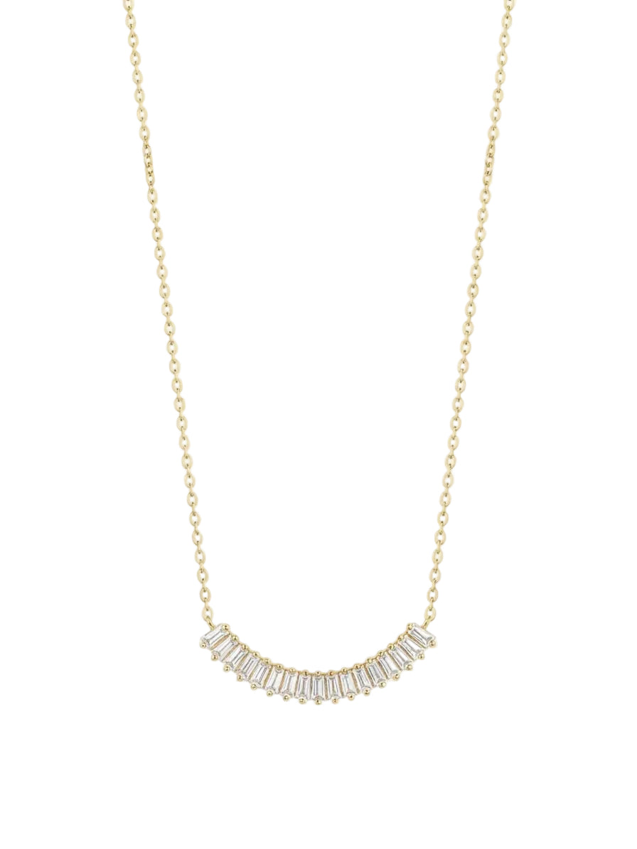 Elegant Crescent Crystal Bar necklace in Gold Finish