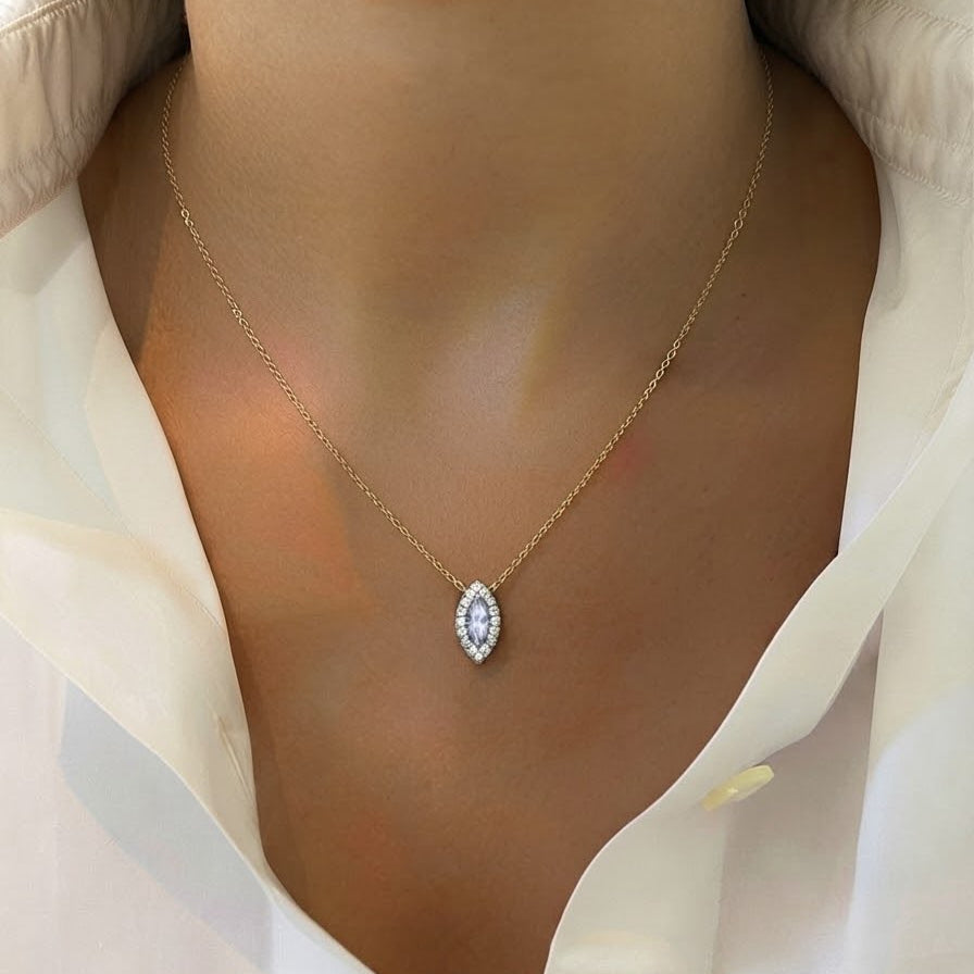 Marquise Diamond Halo Pendant