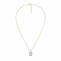 Gold Emerald-Cut Crystal Pendant Necklace