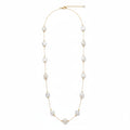 Gold-Tone Chain Necklace with Flat Baroque Coin Pearls