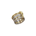 Gold & Silver Triple-Layer Diamond-Simulant Ring Set