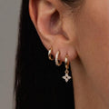 Triple Hoop & Crystal Cross Earrings