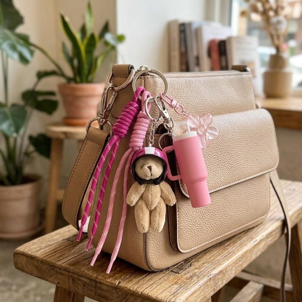Pink &amp; Playful Multi-Charms Bag Charm Set
