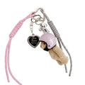 Plush Helmet Teddy Bear Keychain with Heart Frame Accent