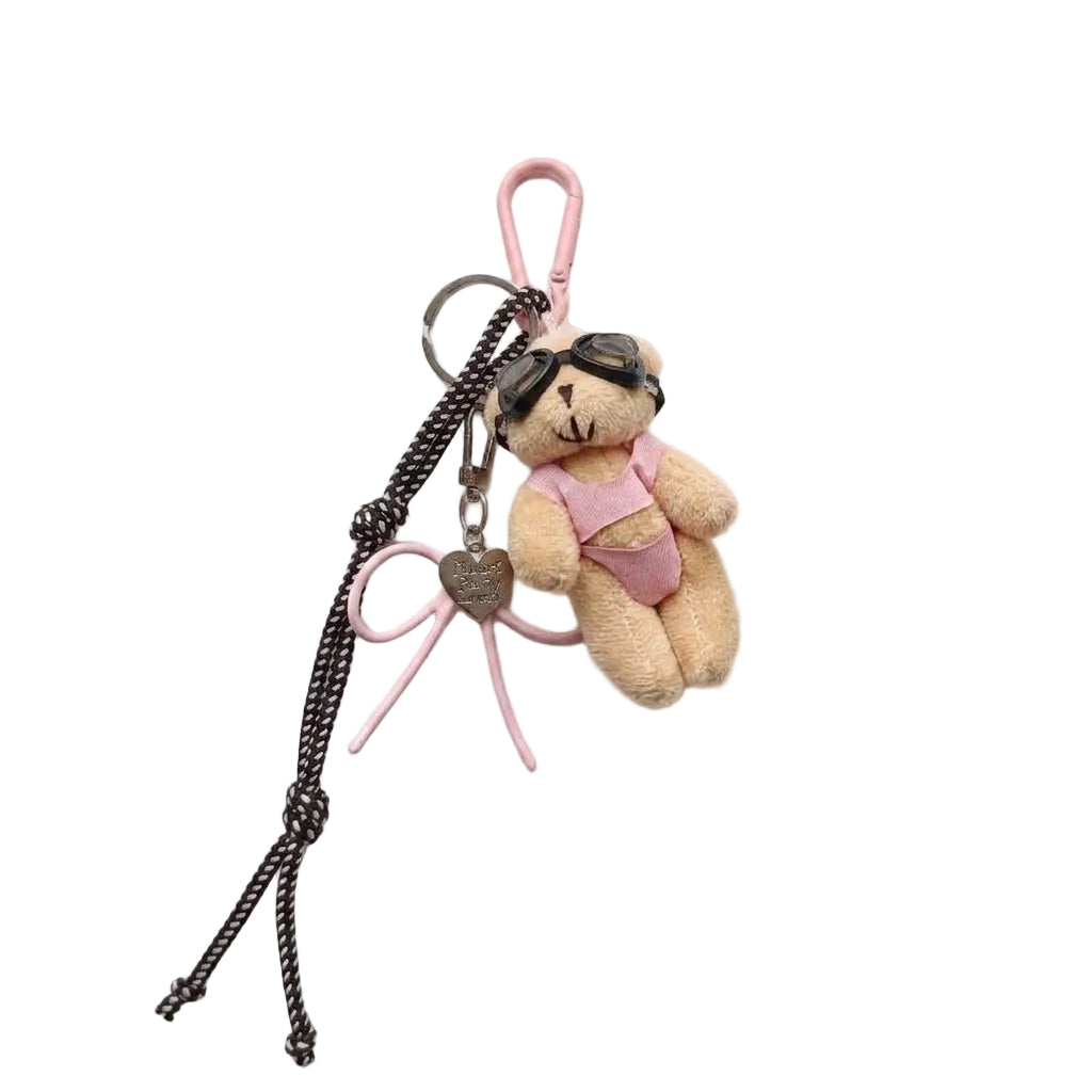 Swimsuit Teddy Bear Keychain with Goggles Accent