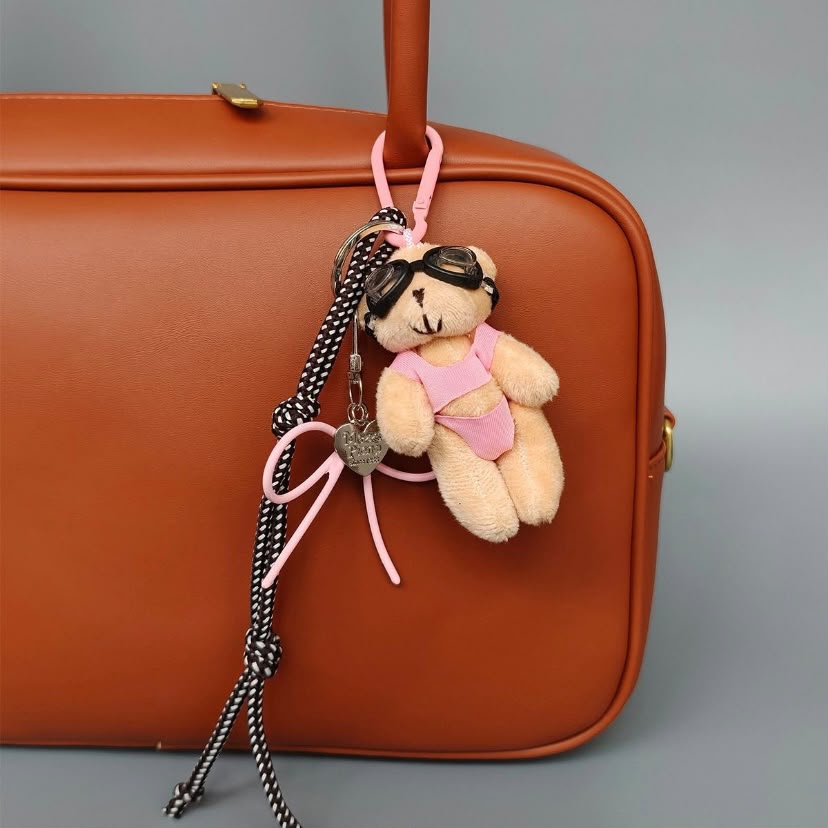 Swimsuit Teddy Bear Keychain with Goggles Accent