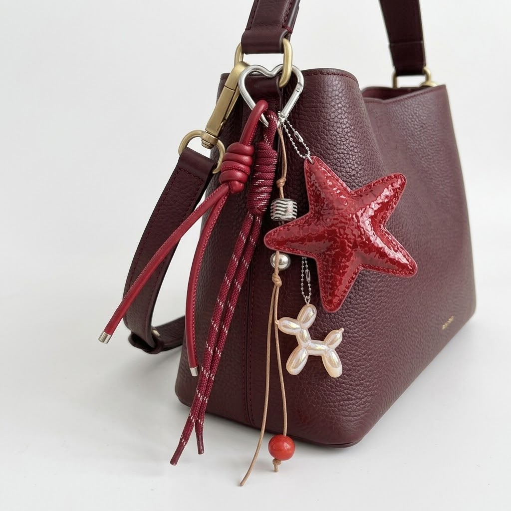 Red Star &amp; Balloon Dog Multi-Charm Keychain