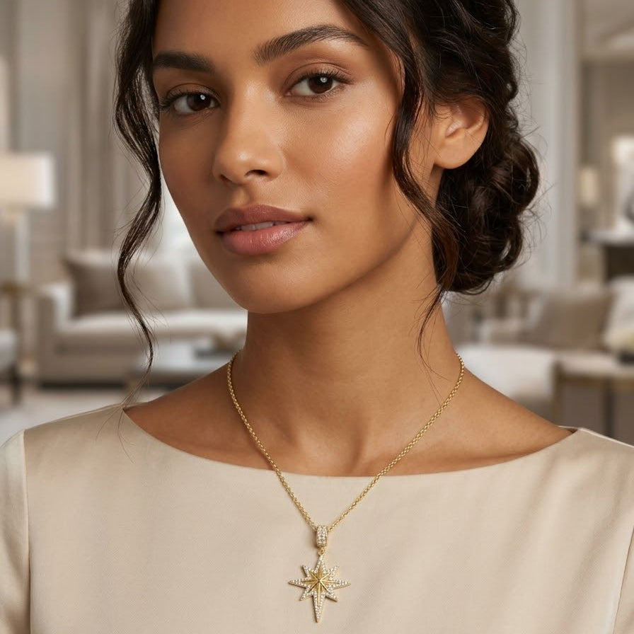 Radiant Gold North Star Pendant Necklace &nbsp;