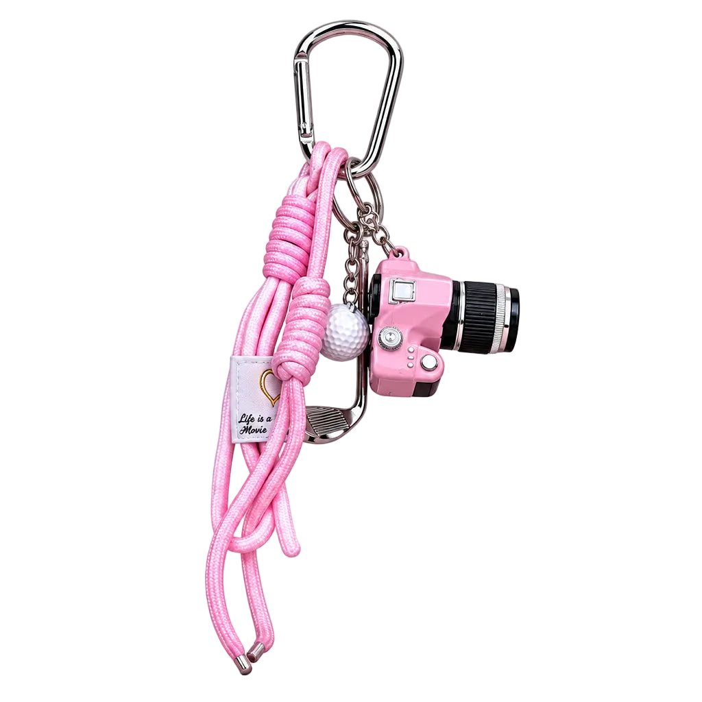 Pink Camera &amp; Golf Charm Keychain