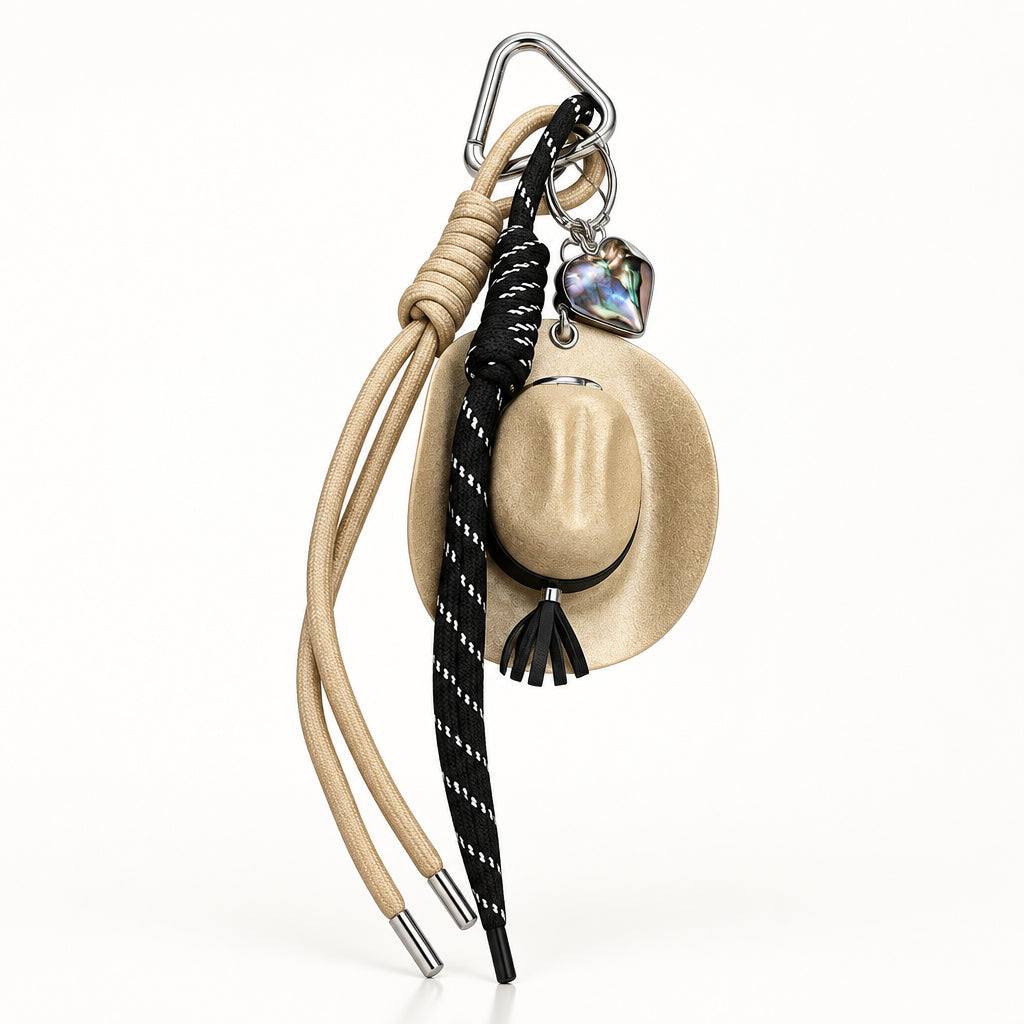 Cowboy Hat &amp; Heart Charm Keychain &nbsp;