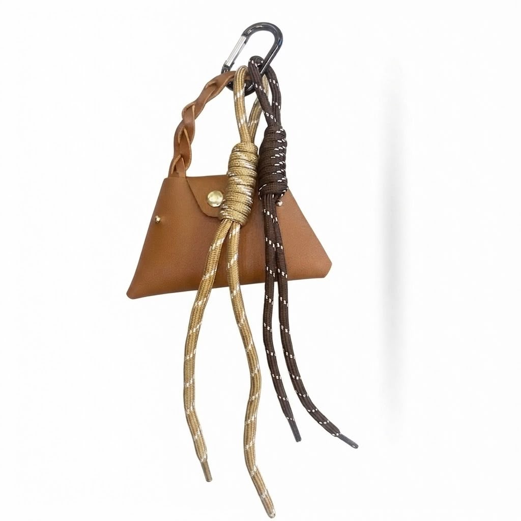 Plush Bag Charm with Miniature Handbag and Rope Details &nbsp;