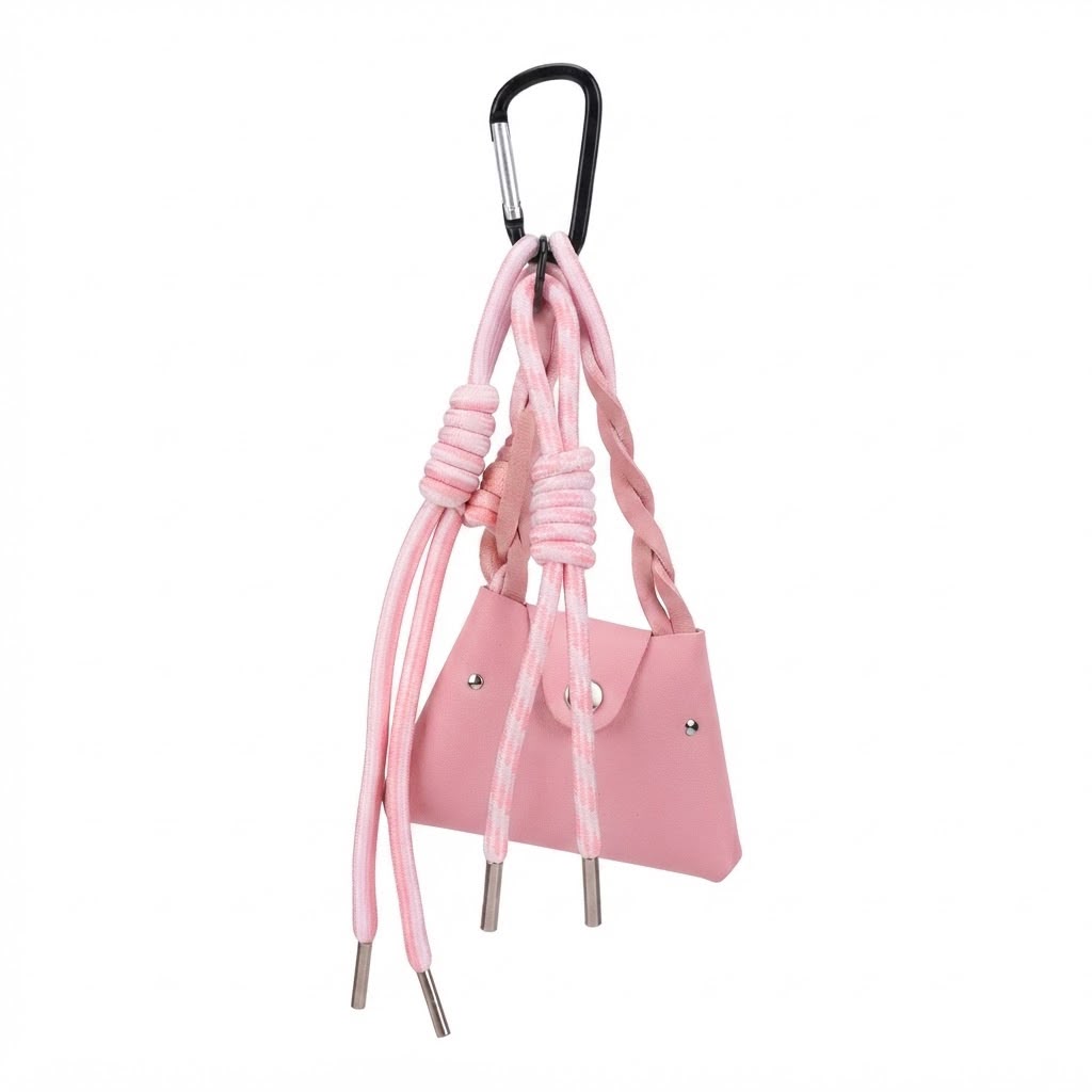 Plush Bag Charm with Miniature Handbag and Rope Details &nbsp;