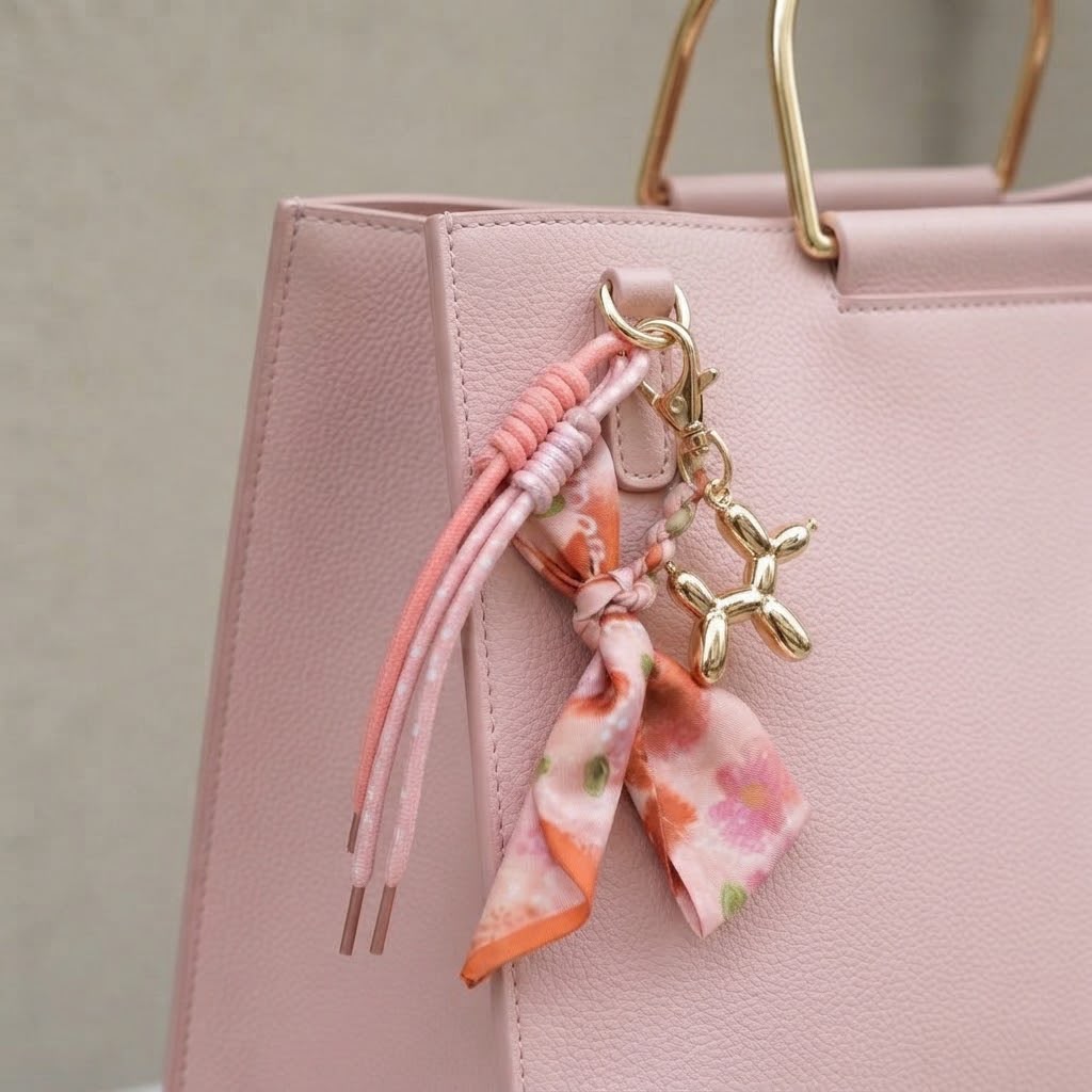 Floral Ribbon &amp; Balloon Dog Bag Charm