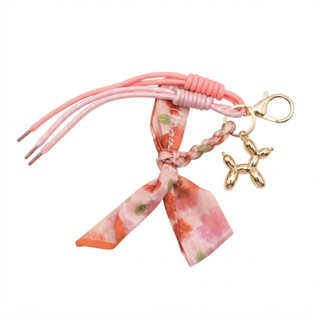 Floral Ribbon &amp; Balloon Dog Bag Charm