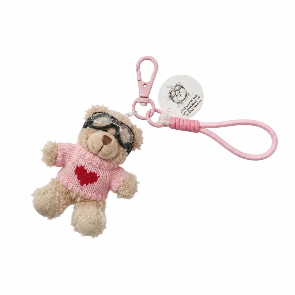 Aviator Bear Plush Sweater Bag Charm &nbsp;