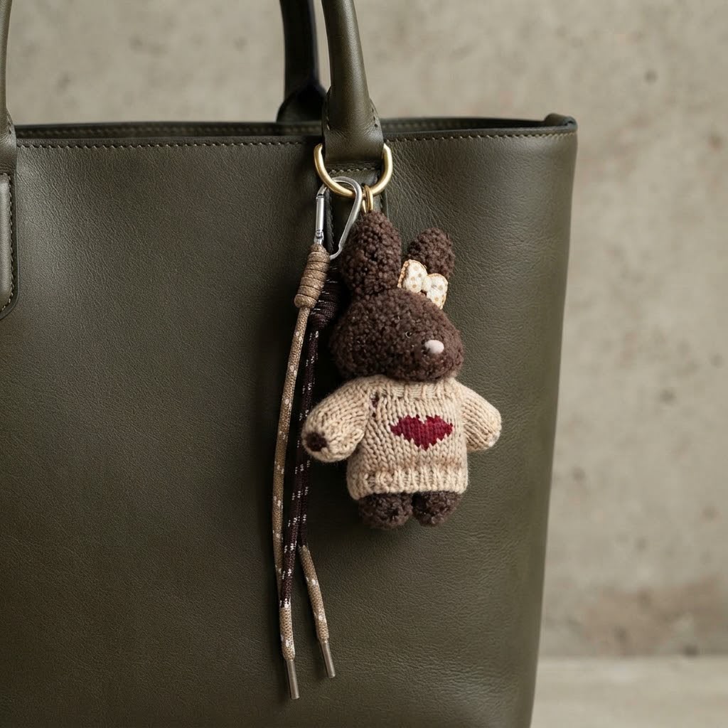 Fluffy Bunny Plush Sweater Bag Charm &nbsp;