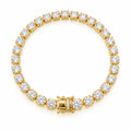 Luxurious Gold Tennis Bracelet Featuring Round Brilliant-Cut Stones