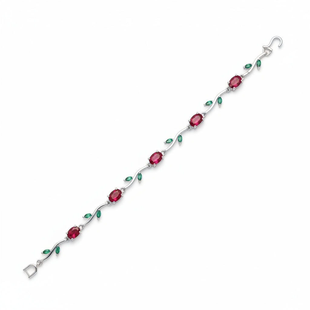 Floral Vine Ruby and Emerald Bracelet