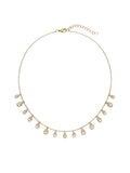 Dainty Gold Beaded Chain Necklace with Teardrop Crystal Charms