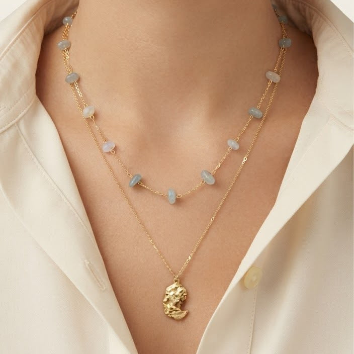Ethereal Layered Gold & Gemstone Necklace