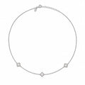 Delicate Four-Leaf Clover Silver Choker Necklace
